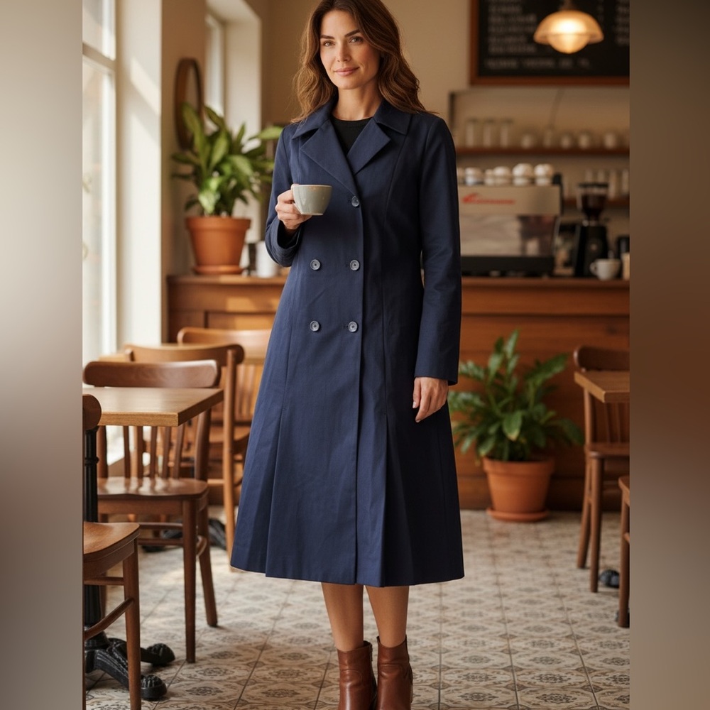Pendleton Seasonless Florence Wool Coat Dress 2 Petite Navy Blue Button Front 2P